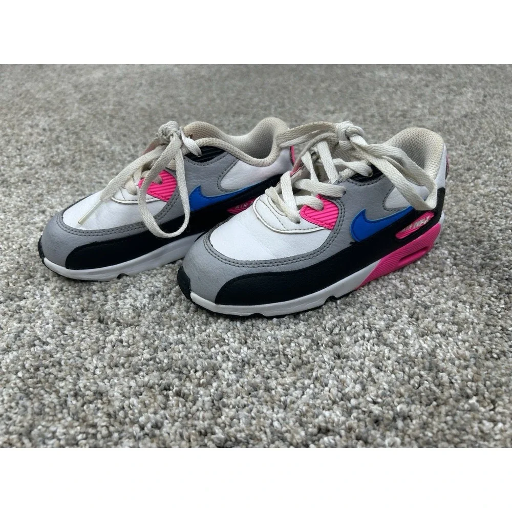 Size 10C Nike Air Max 90 Leather TD White/Pink 833379-107
